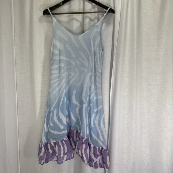 OLIPHANT Tuckernuck Slip Dress Zebra Striped Midi Silk Cotton Blend Small Preppy - Picture 6 of 12